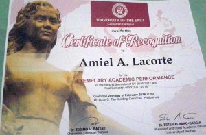 Amiel Lacorte COP Testimony Certificate