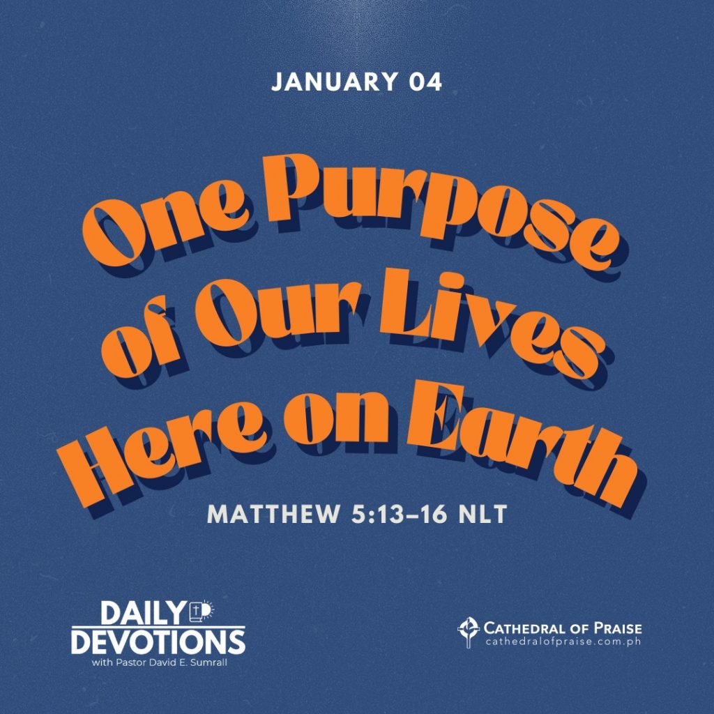 ONE PURPOSE OF OUR LIVES HERE ON EARTH Matthew